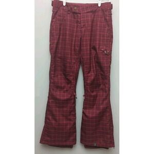 C2 Roxy Ski Snow Pant Insulated Waterproof Pockets  Women Plaid Pink Sz M